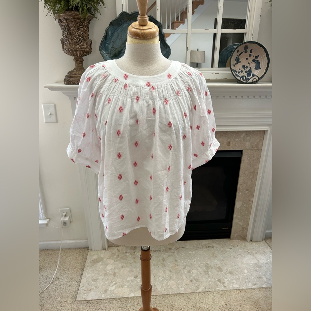 NWT J Crew Smock-Neck Puff Sleeve Top